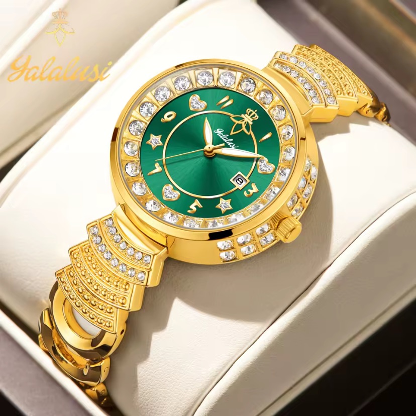 Gold And Green Womens Watch
